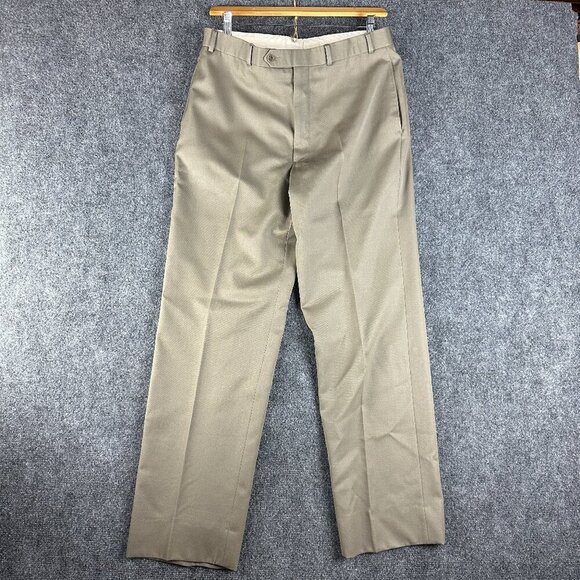 Brooks Brothers 346 Pants Men 35 Dress Pant Brown Wool Straight Leg Pockets - Picture 1 of 7